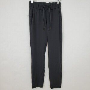 Lululemon On The Fly Pant Size 2 Black 28" Inseam Straight Leg Drawstring